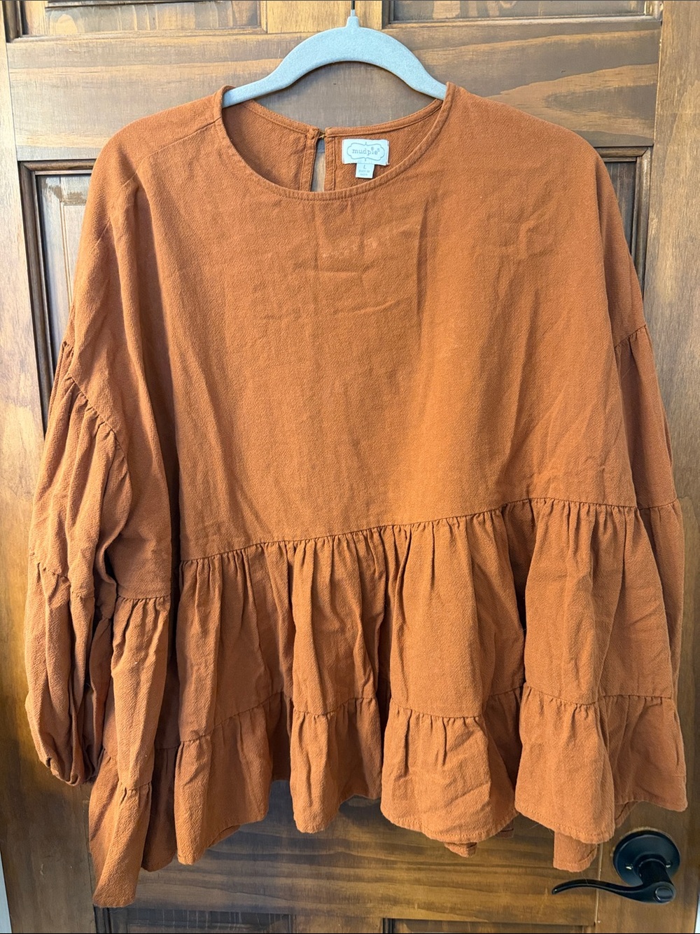 Mudpie Burnt Orange Tiered Peasant Blouse